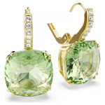 Millenia drop earrings Cushion cut, Green, 18K gold finish